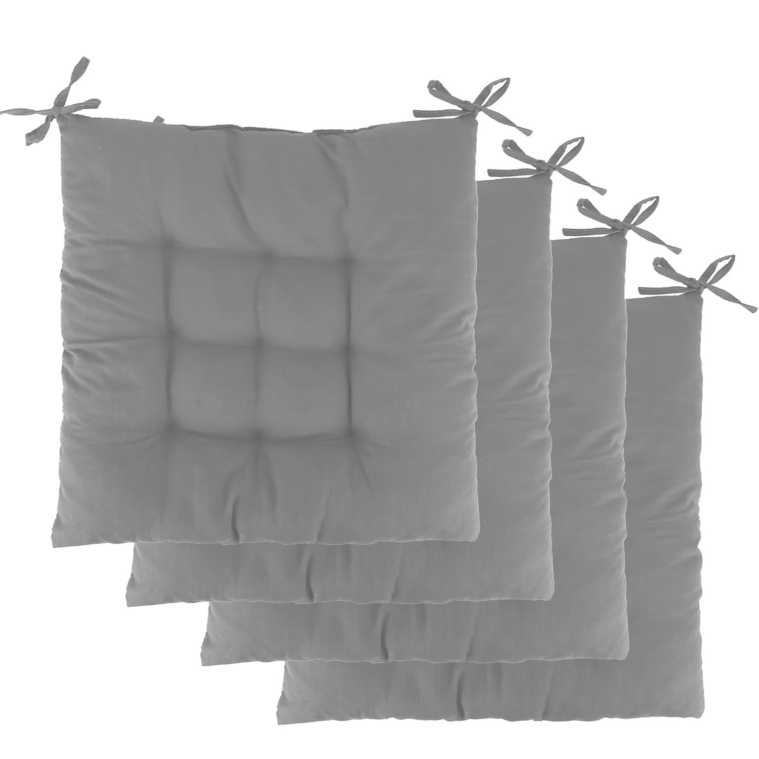 4Pcs Chair Cushion Pads Pillow 15.75x15.75x2.37in Soft Tie On Square Sittin 6075