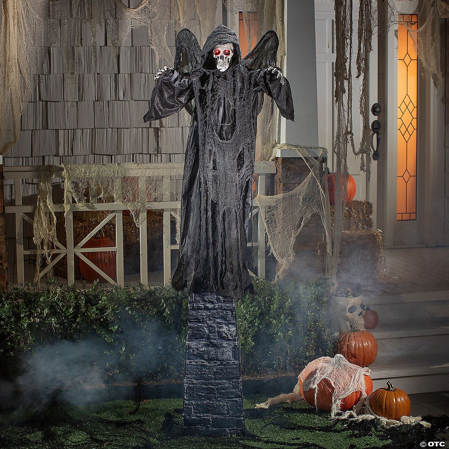 33 1/2" x 74 3/4" Animated Standing Skeletal Reaper with Wings | Halloween