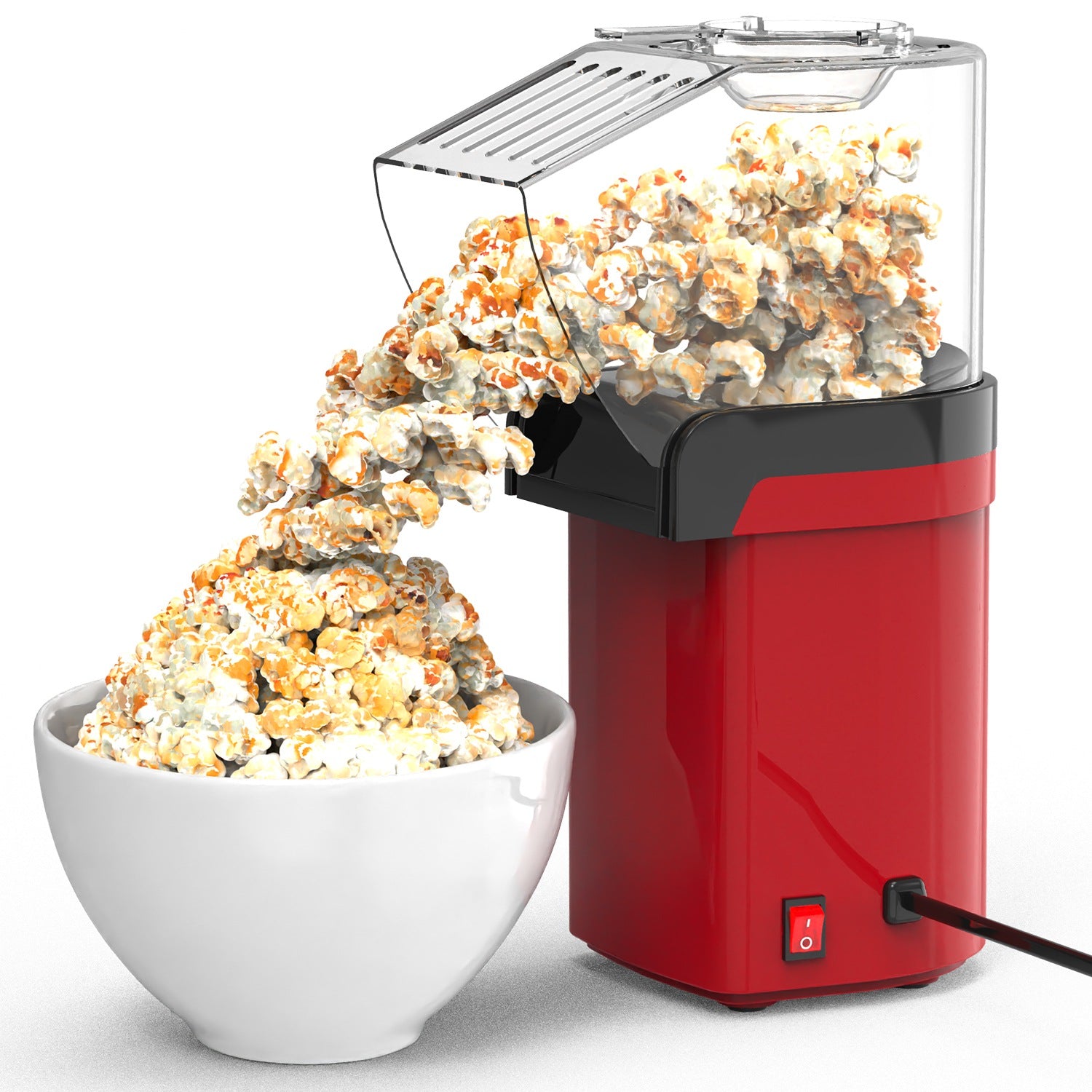 Hot Air Popcorn Popper Maker with Measure Cup And Butter Warmer 1200W Oil-Free