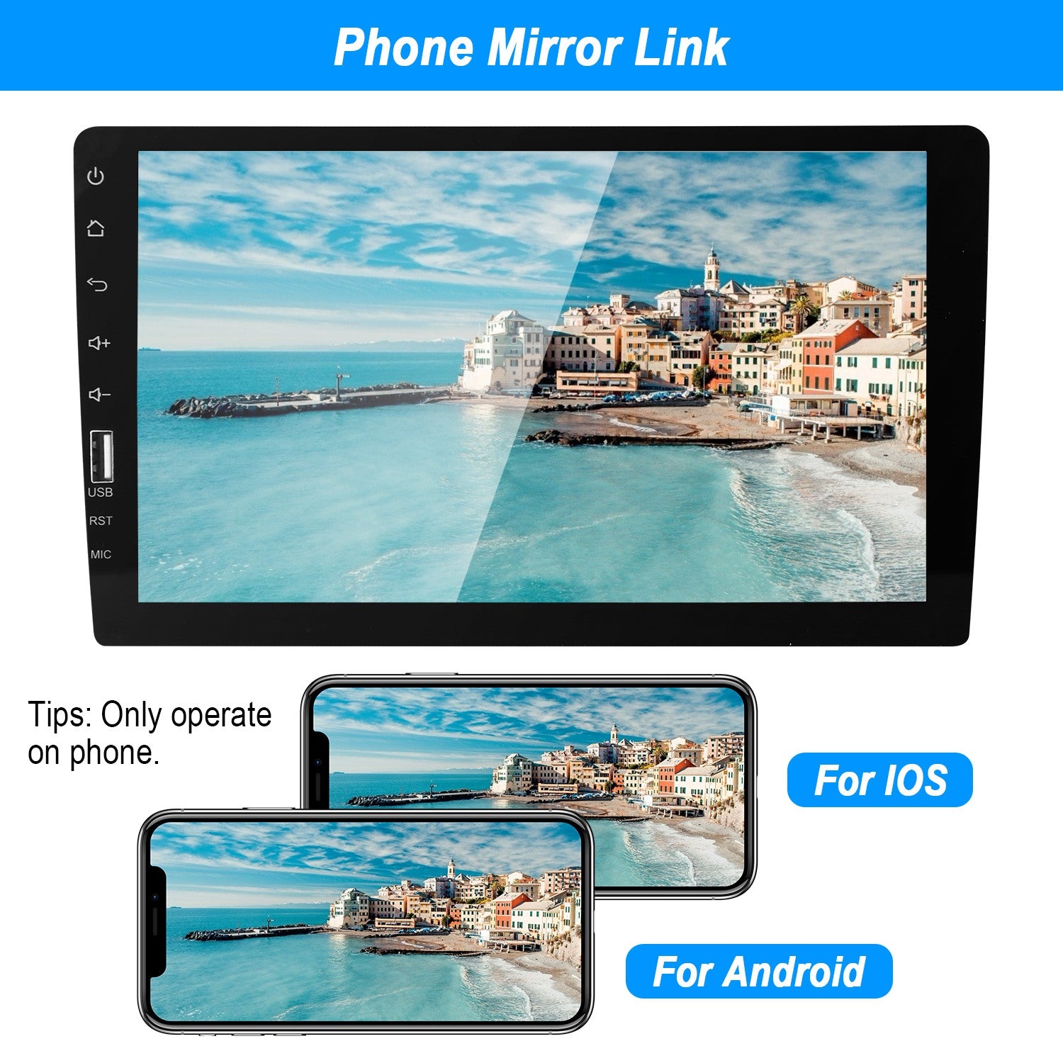 9in Car MP5 Stereo Player Touch Screen 1080P Wireless Car Radio FM USB AUX Back