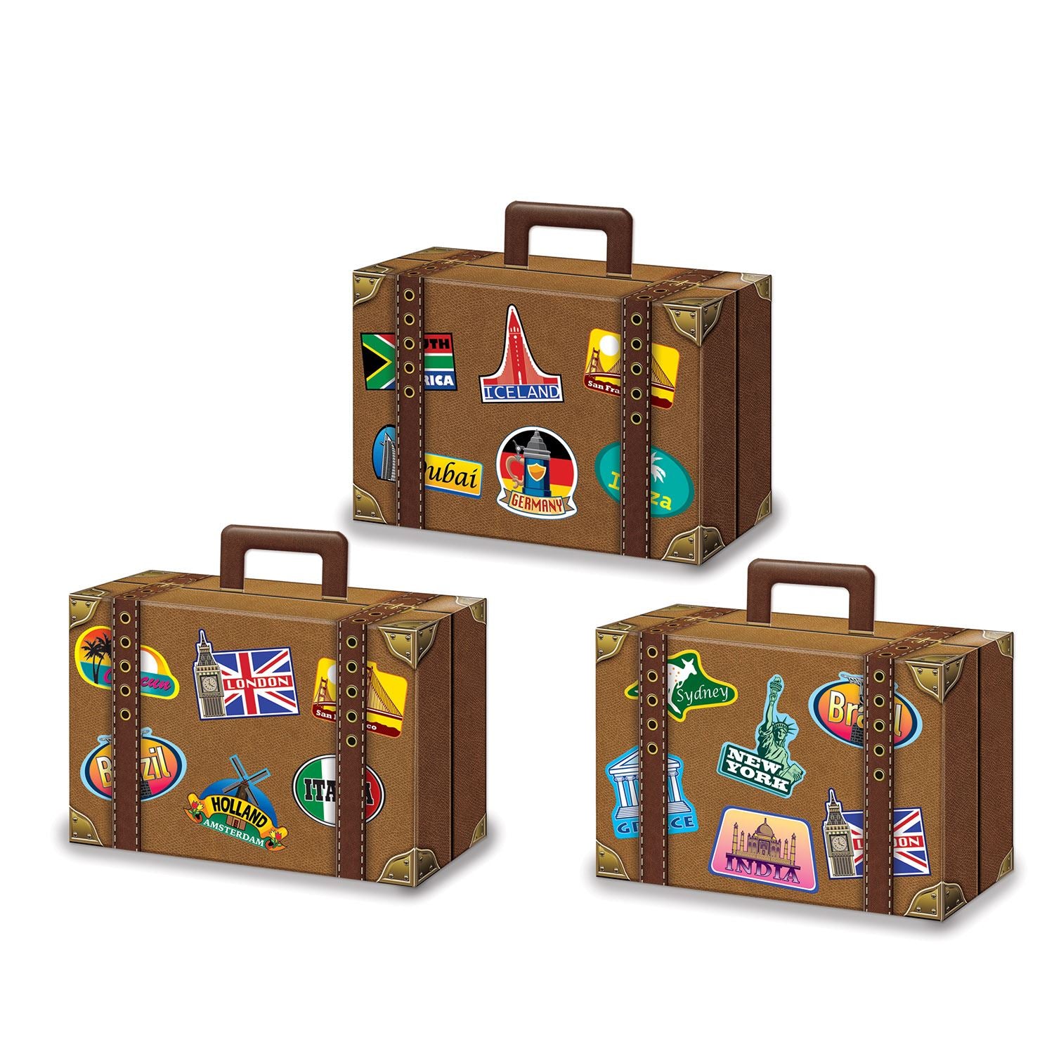 Beistle Luggage Favor Boxes - Around The World | Party Supply | Decoration
