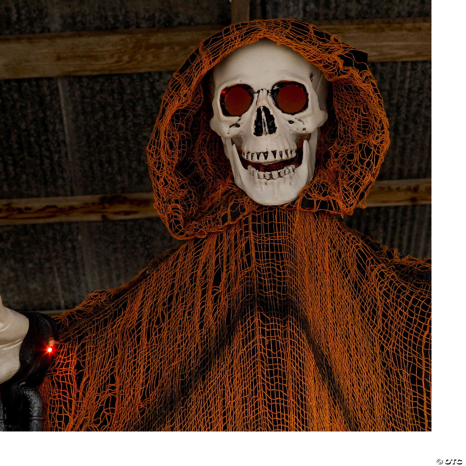 6 Ft. Light-Up Skeletal Reaper in Orange Robes Halloween Hanging Decoration