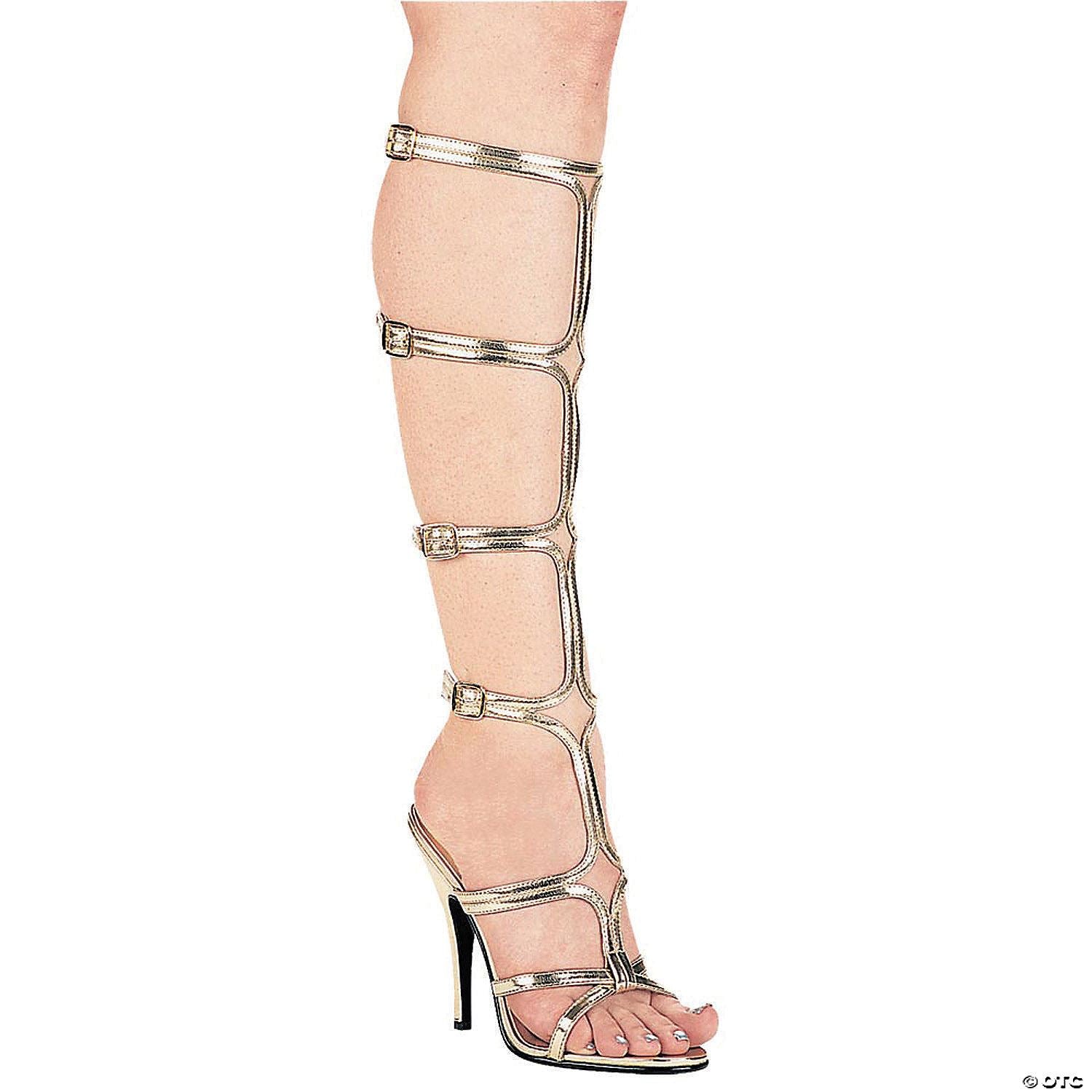 Womens Gold Strap Up High Heel Sandal - Size 11
