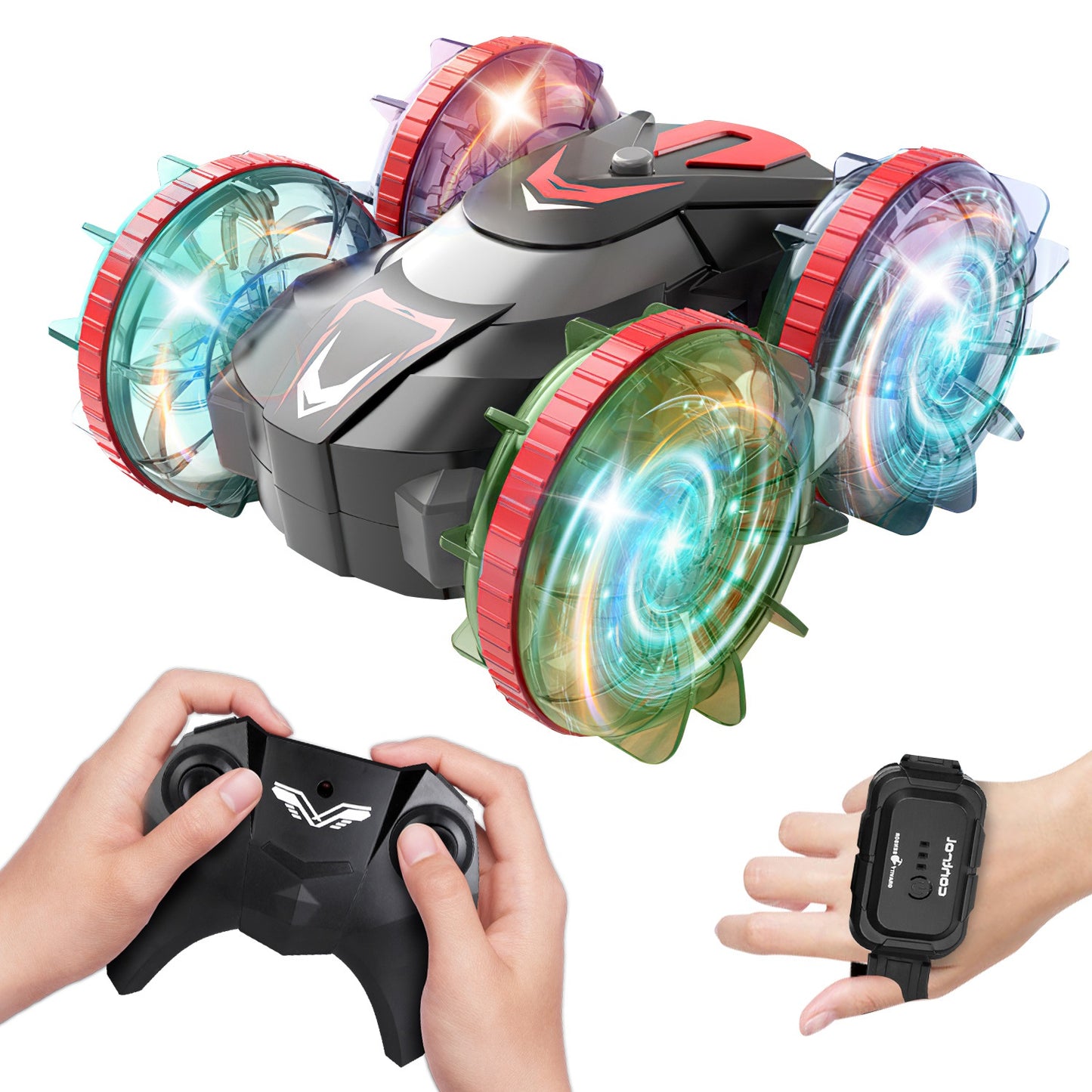 2 In 1 Amphibious RC Car Waterproof Stunt Car with Wrist Controller 4WD 360 9373