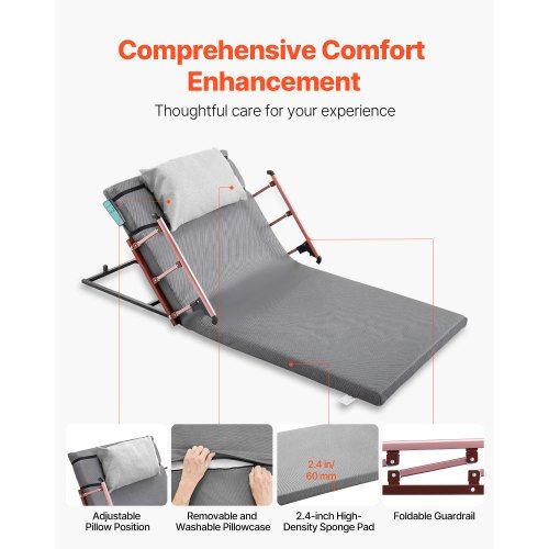 Electric Lifting Backrest 300 lbs 4-68 Adjustable with Folable Guardrail