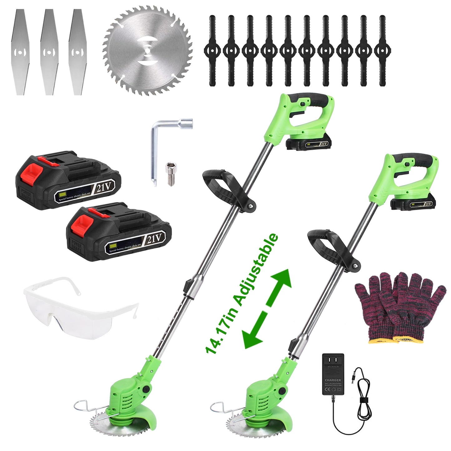 21V 300W Cordless Grass Trimmer Rechargeable Lawn Mower 18000M/Min Weed Cutter