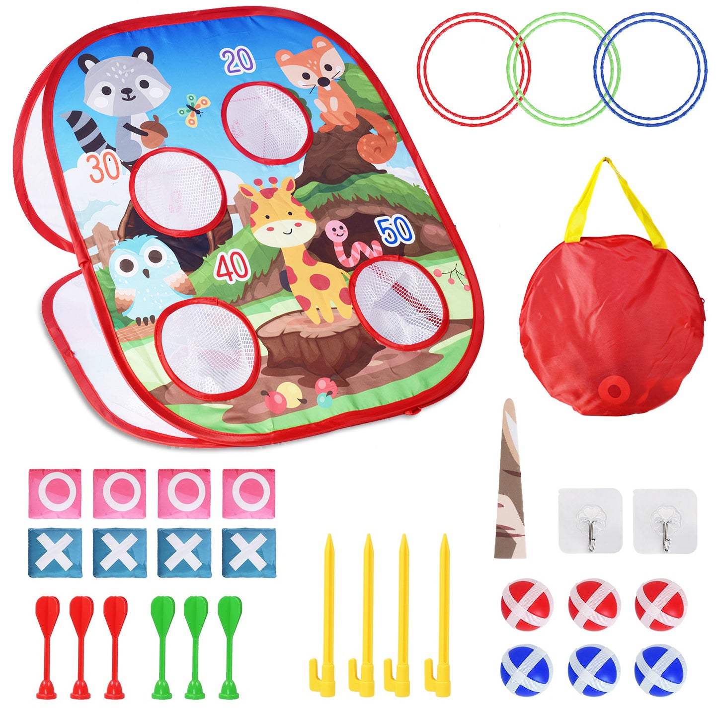 5 in 1 Bean Bag Toss Game Toy Corn Hole Game Beanbag Toss Game Dart Board G 9376
