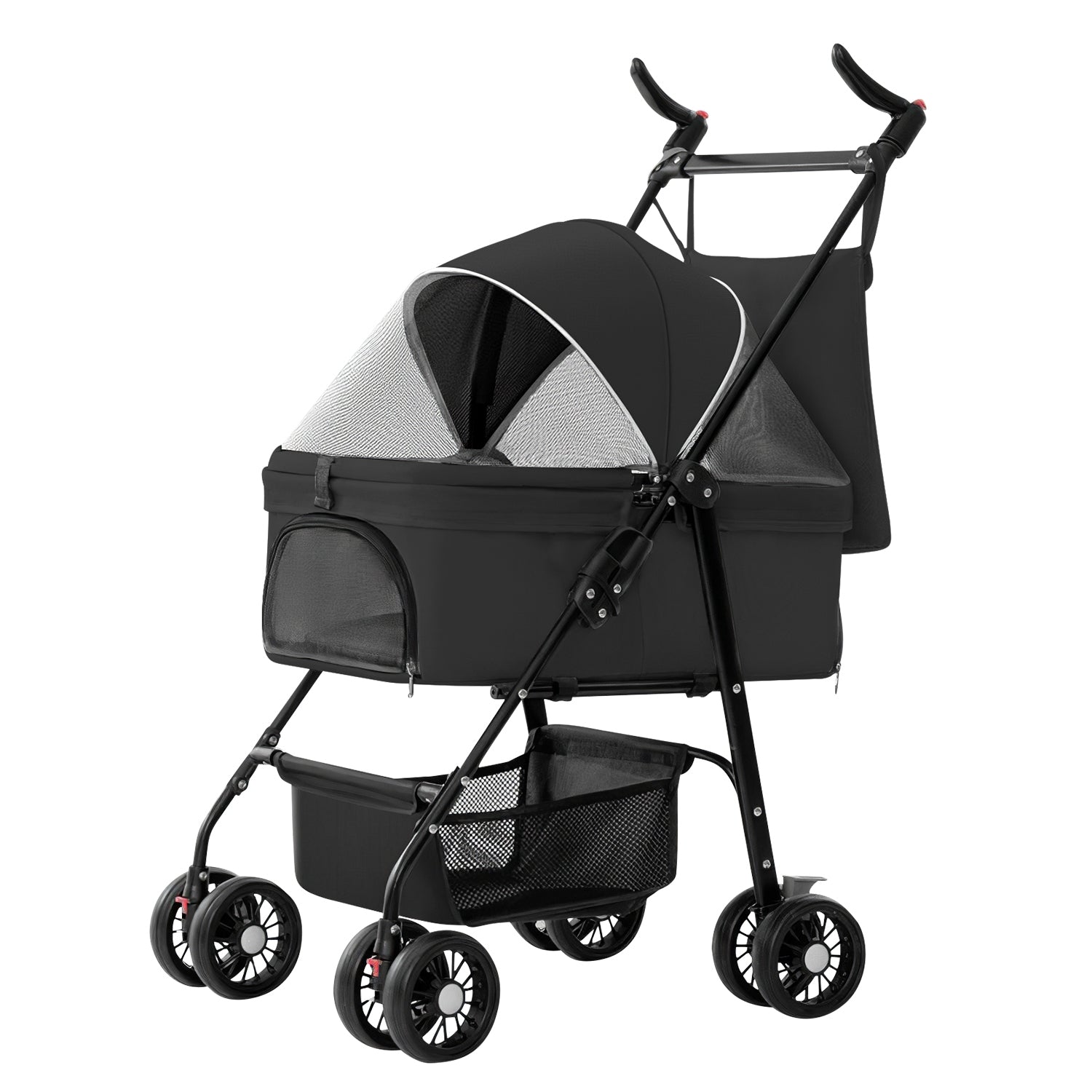 4 Wheels Pet Stroller Foldable Carrier Strolling Cart Travel Jogger Pet 8811