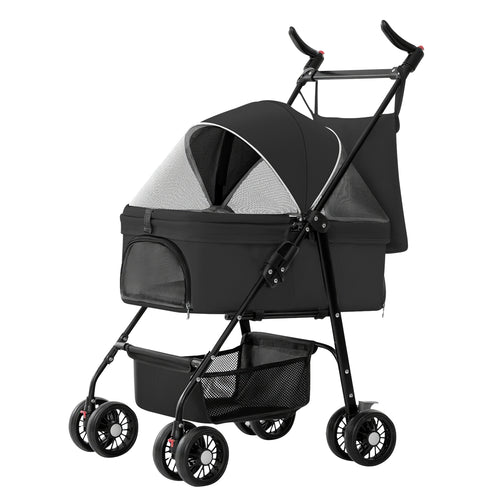 4 Wheels Pet Stroller Foldable Carrier Strolling Cart Travel Jogger Pet 8811
