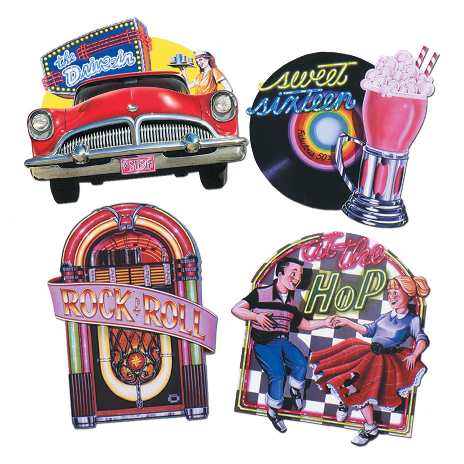 Beistle 50s Party Sock Hop Cutouts - 50's/Rock & Roll | Party Supply