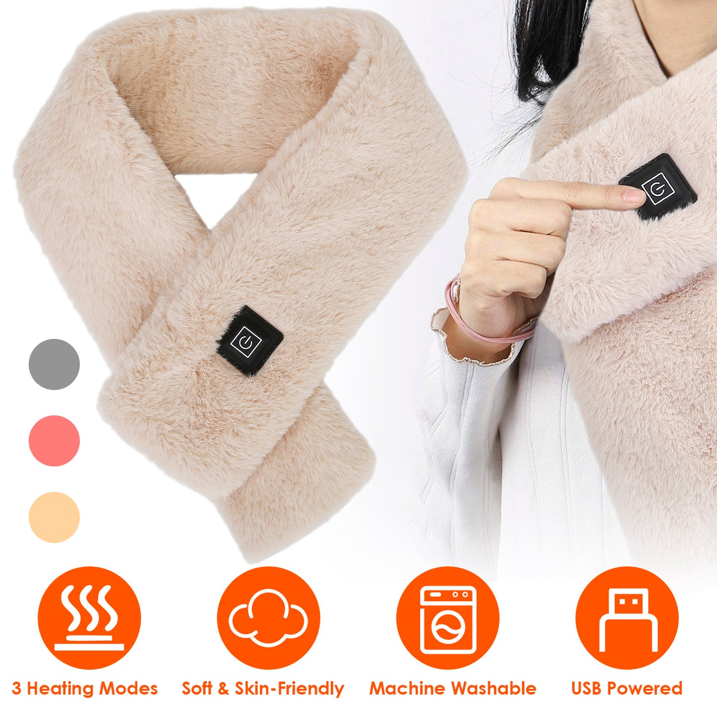 Electric Heated Scarf USB Heating Neck Wrap Unisex Winter Heated Neck Shawl