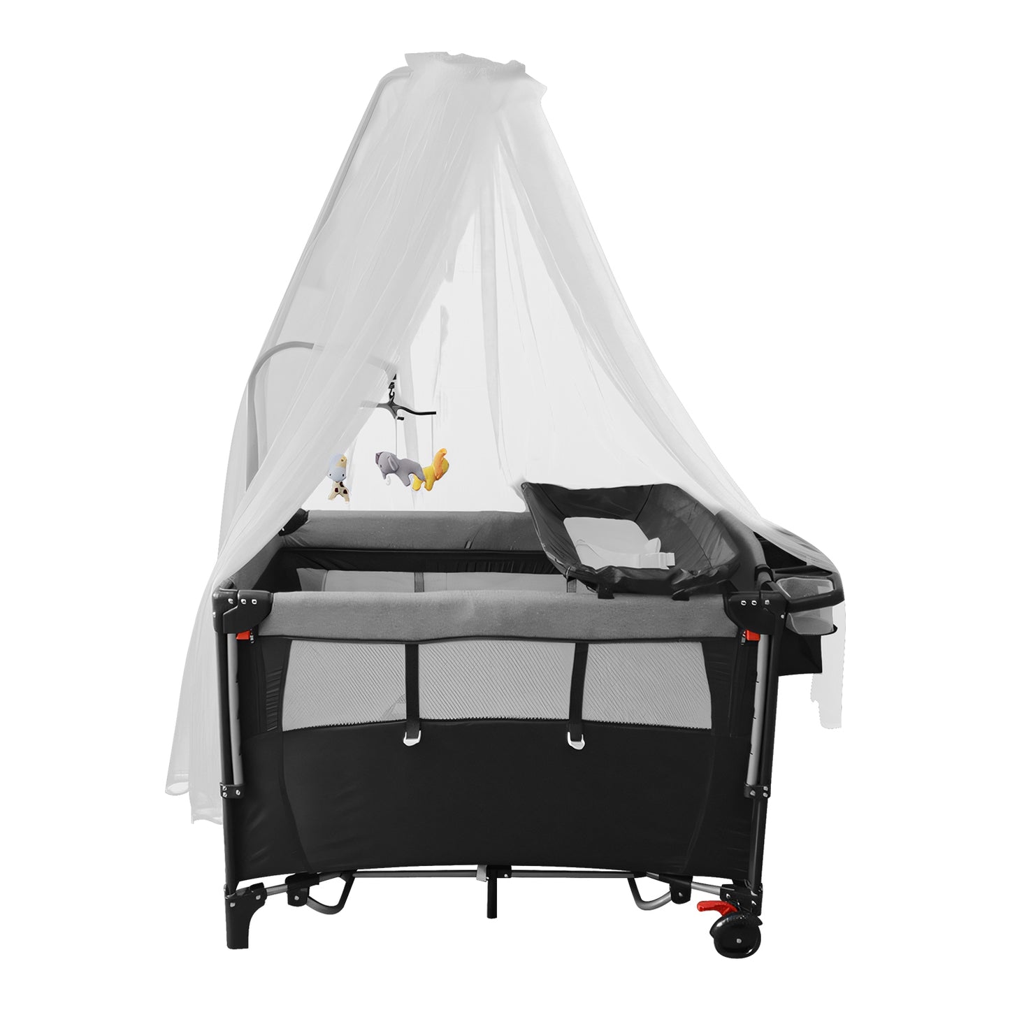6 In 1 Foldable Baby Crib with Activity Center Diaper Changing Table Mosquito