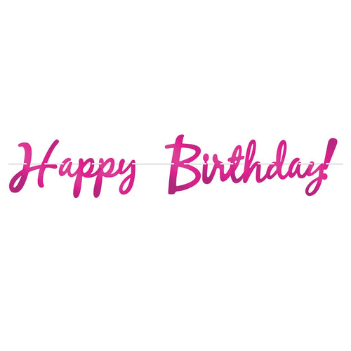 Beistle Foil Happy Birthday Streamer - Cerise | Party Supply | Decoration