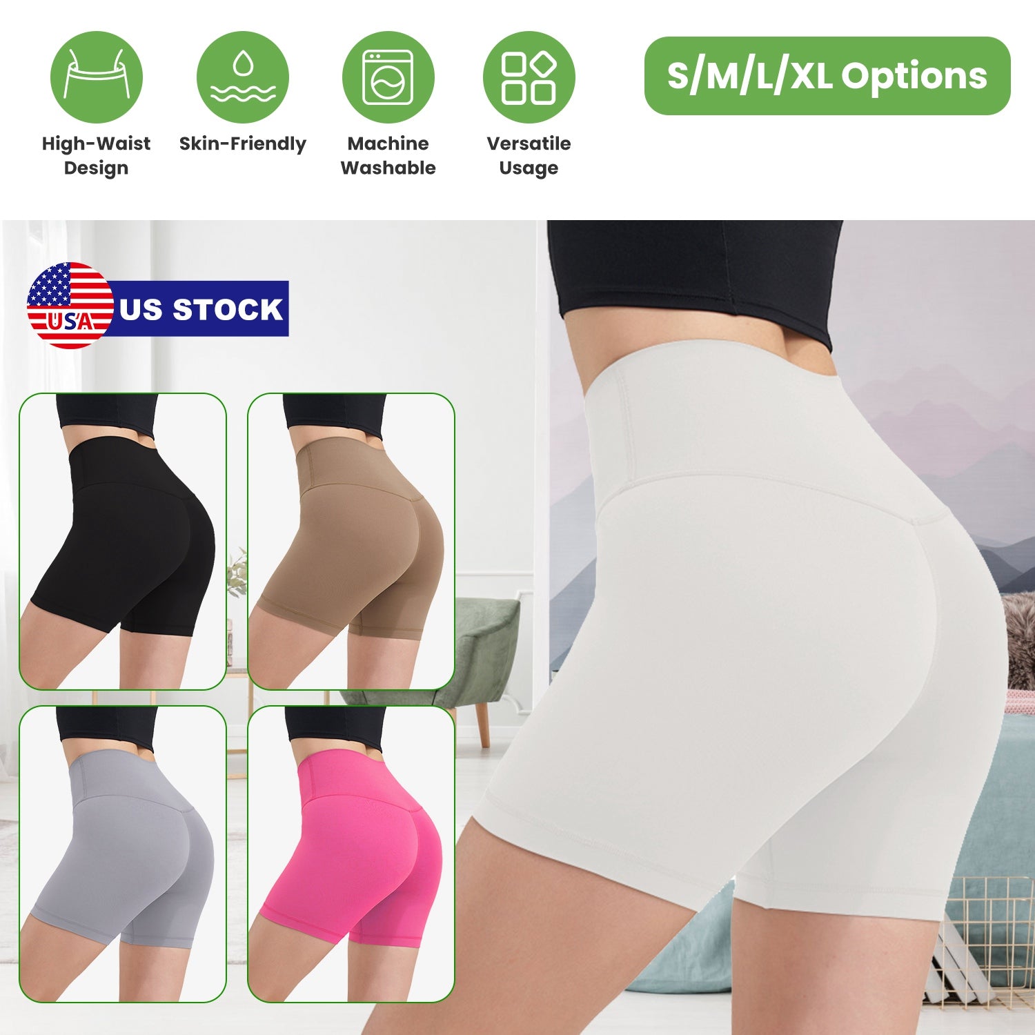 Women s High Waist Biker Shorts Tummy Control Pants Athletic Leggings Spandex
