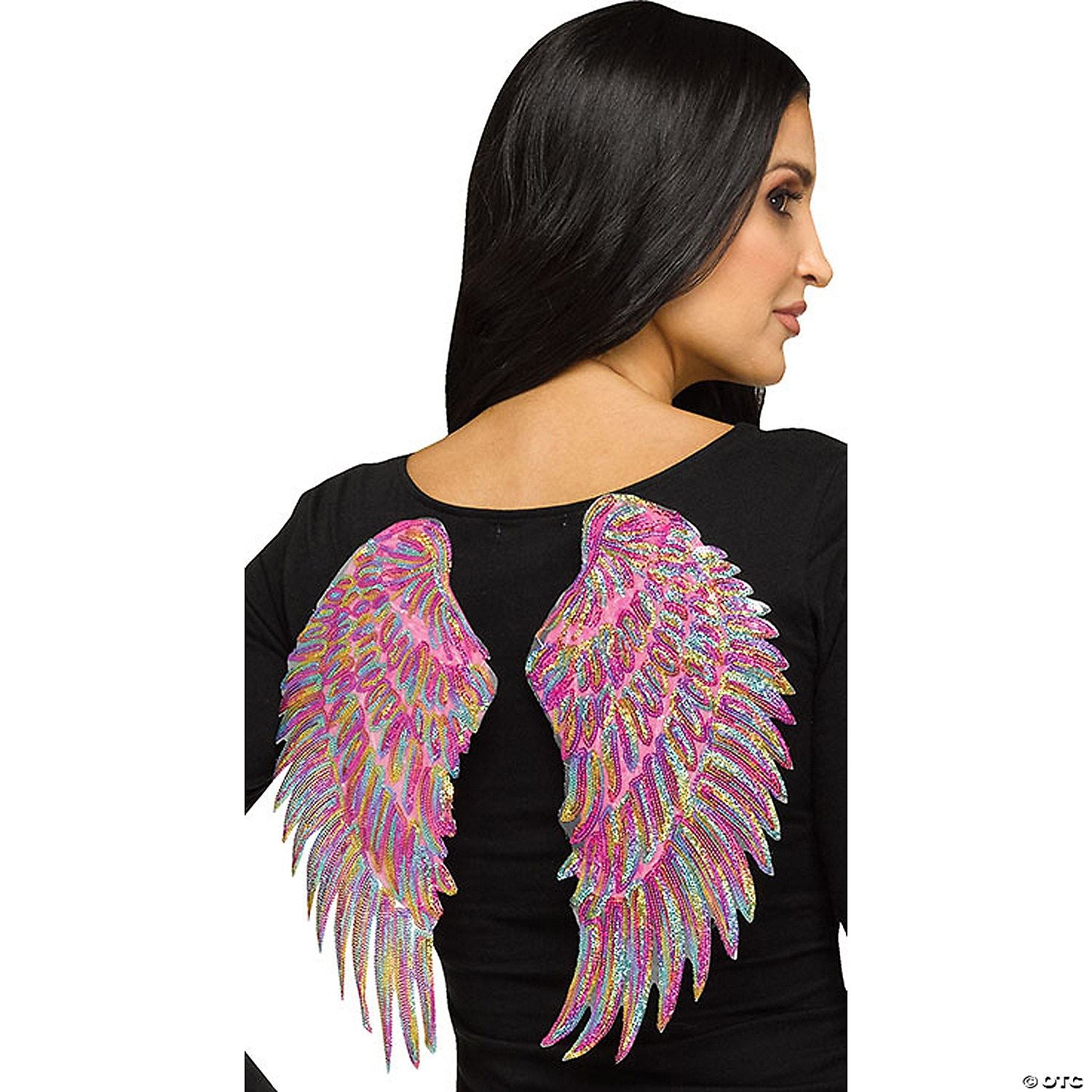 Mens | Adult Rainbow Metallic Fabric Foam Wings Costume Accessory