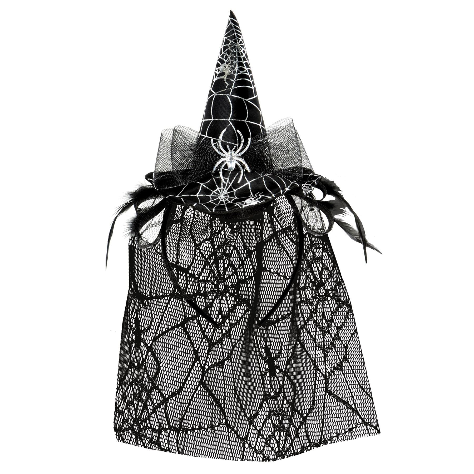 Beistle Spider Witch Hat Headband w/Veil - Halloween | Party Supply
