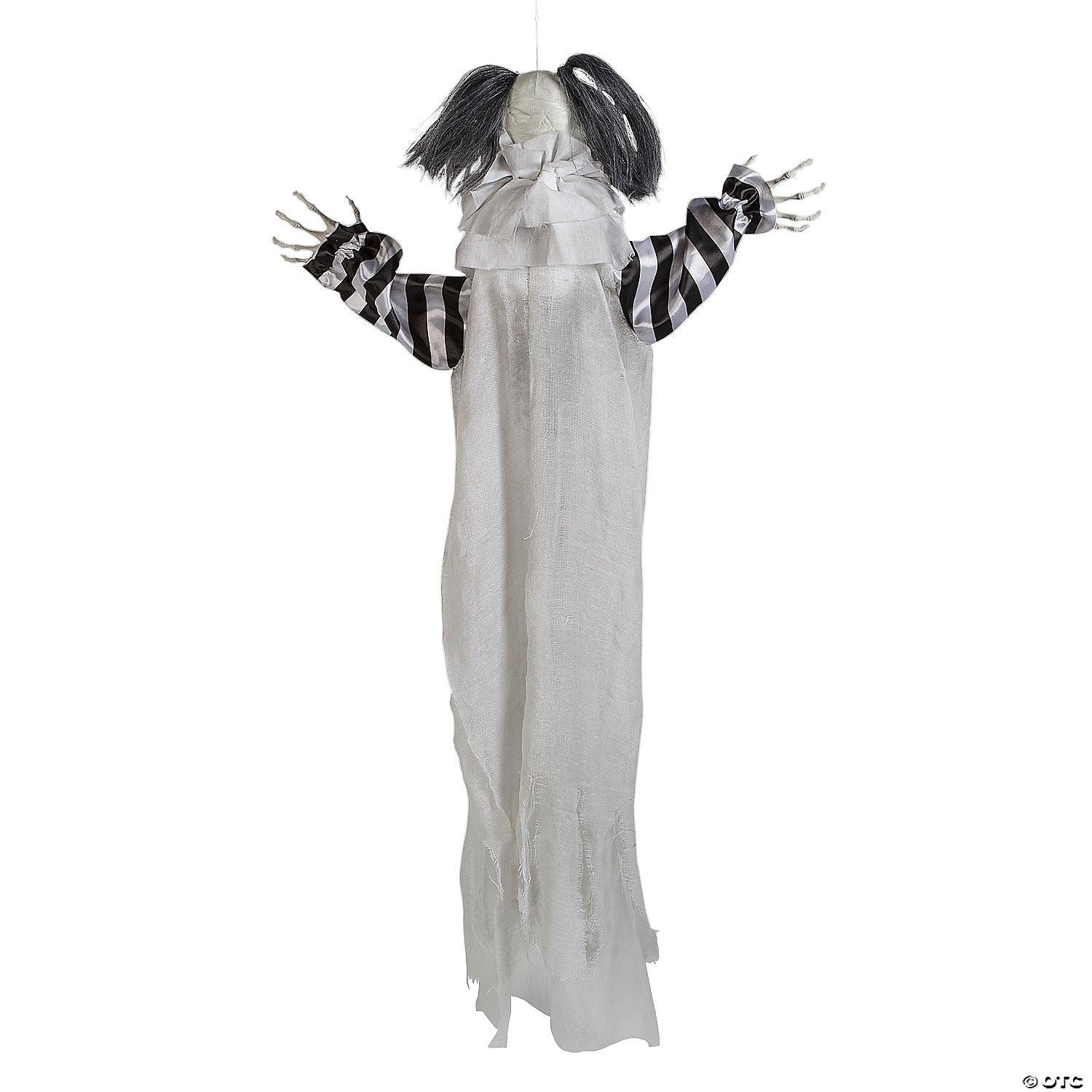 43 1/4" Black and White Animated Light-Up Clown Halloween Decoration