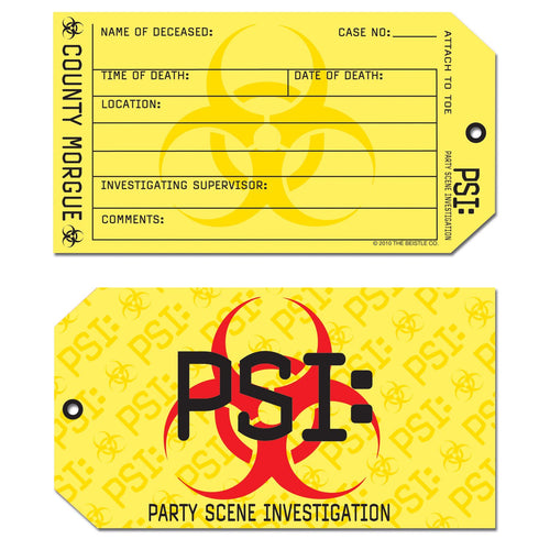 Beistle PSI Toe Tag Invitations - Party Supply Decoration for Crime Scene