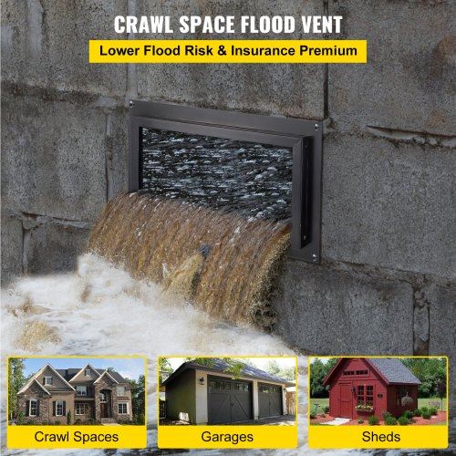 Flood Vent 8" Height x 16" Width Foundation Flood Vent to Reduce Foundation