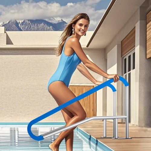 Pool Handrail 55 x 32 inch Railing Stainless Steel with Base Plate