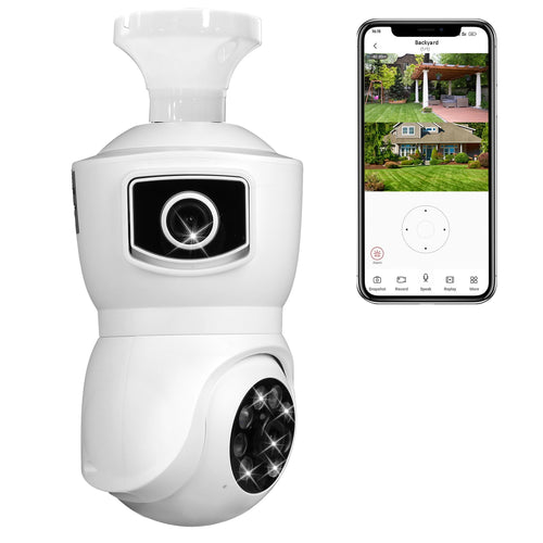 Dual Lens Security Camera E27 Light Socket Surveillance Camera 1080P WiFi IP