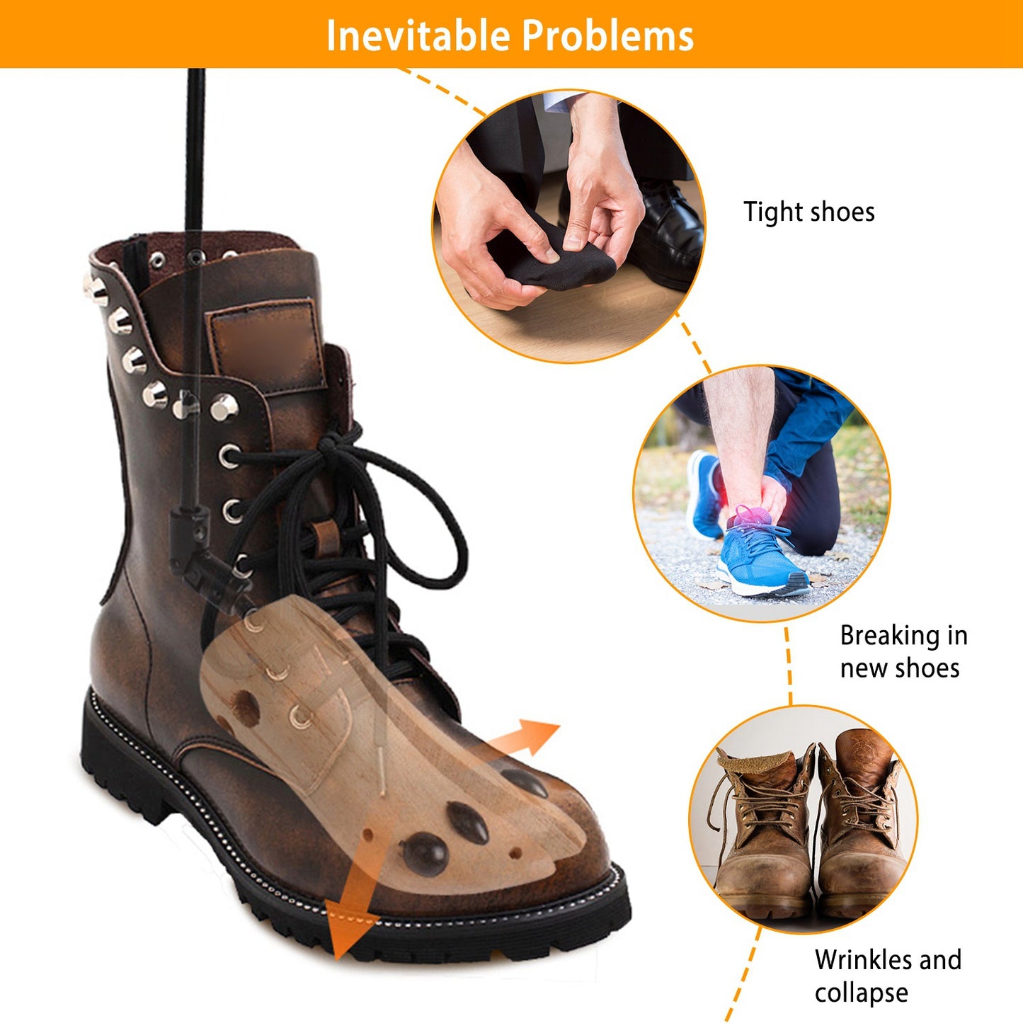 One Pair Boot Stretcher Adjustable Width Shoe Shaper Wooden Boot Widener