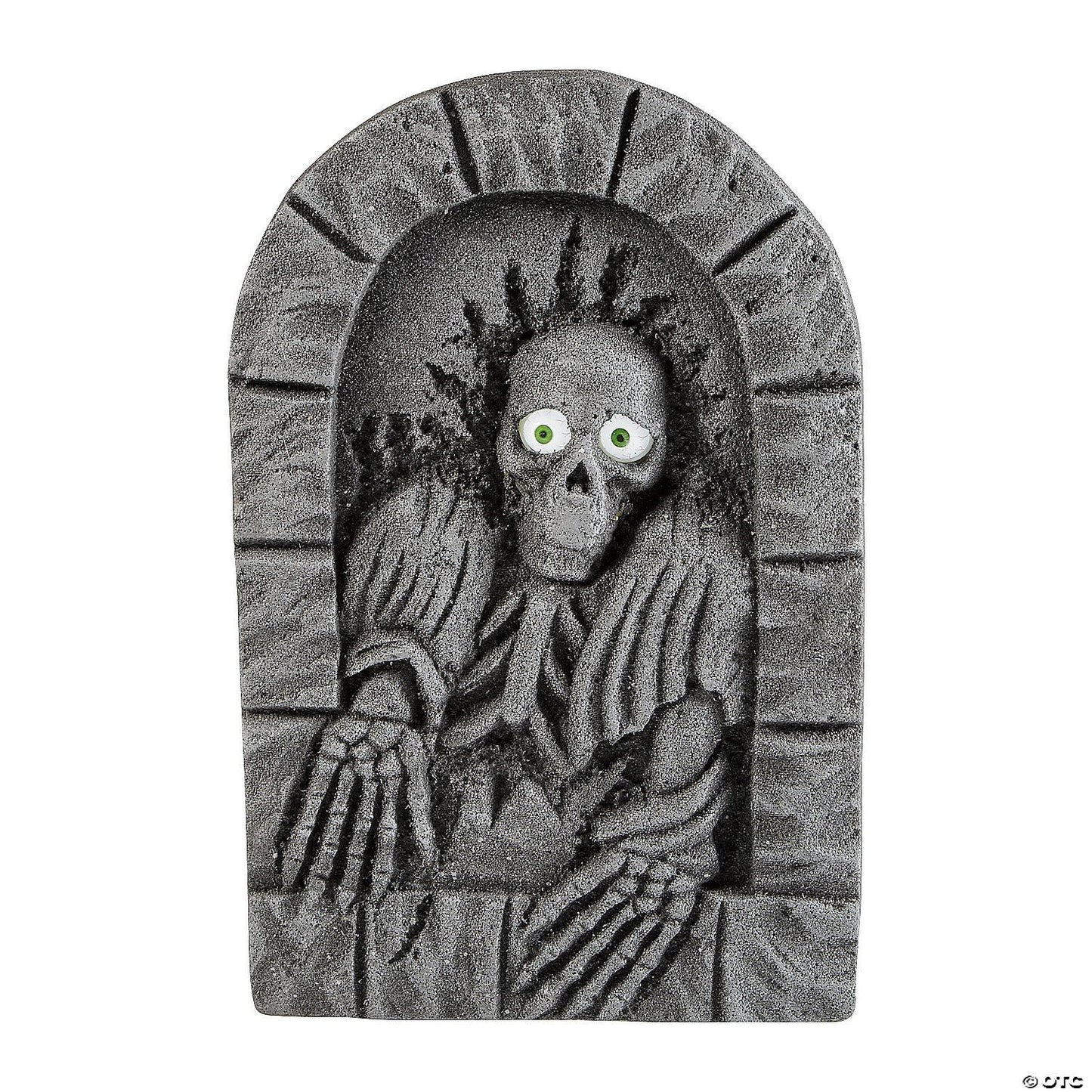 2 Ft. Gray Plastic Skeleton Tombstone with Moving Eyes Halloween Decoration