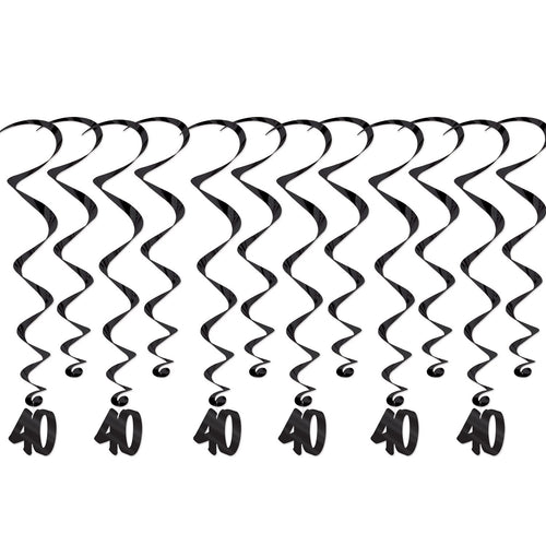Beistle 40 Whirls - Black - Over-The-Hill | Party Supply | Decoration