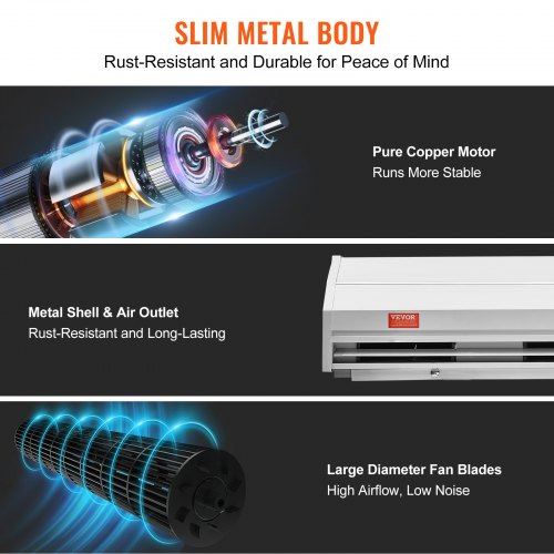 48" Commercial Indoor Air Curtain Super Power 2 Speeds 1200CFM Wall Mounted