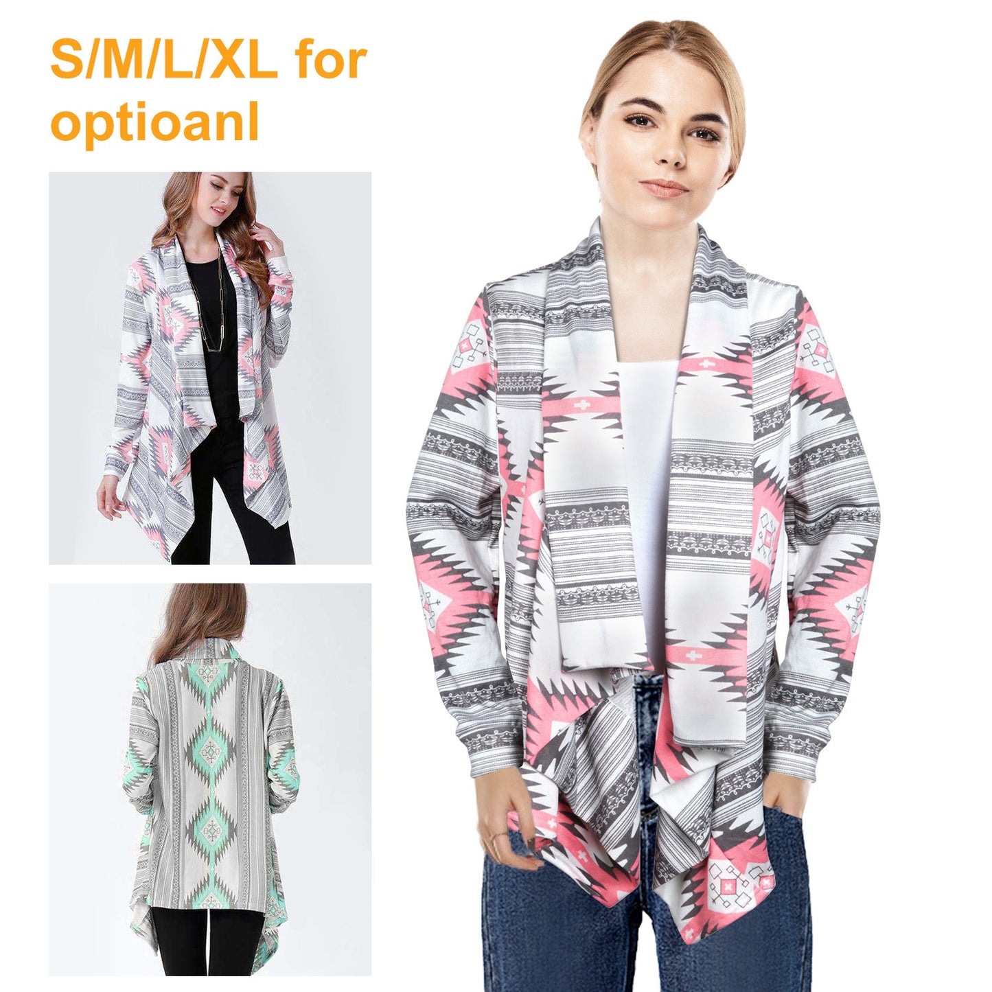 Women Open Front Cardigan Long Sleeve Shawl Neck Breathable Cardigan Well