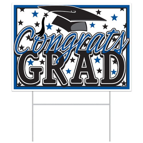 Beistle All-Weather Congrats Grad Yard Sign - Black - Graduation | Party
