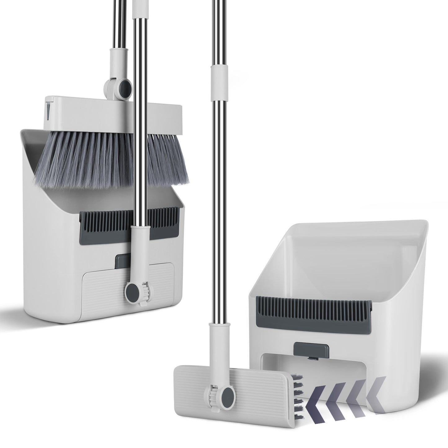 Broom And Dustpan Combo Set With Squeegee Stainless Steel Handle 4 In 1 Upright
