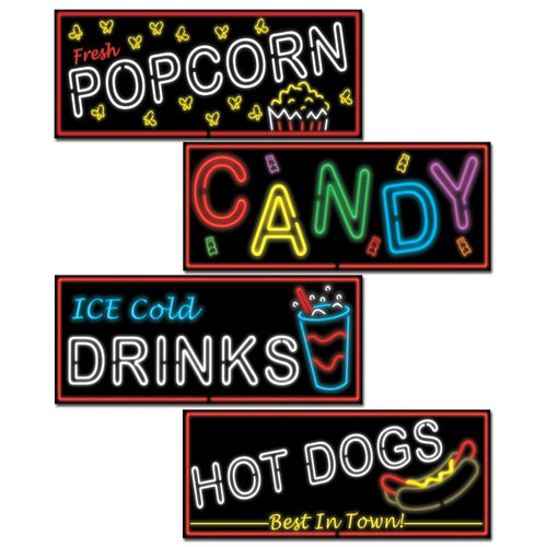 Beistle Neon Food Sign Cutouts - Awards Night | Party Supply | Decoration