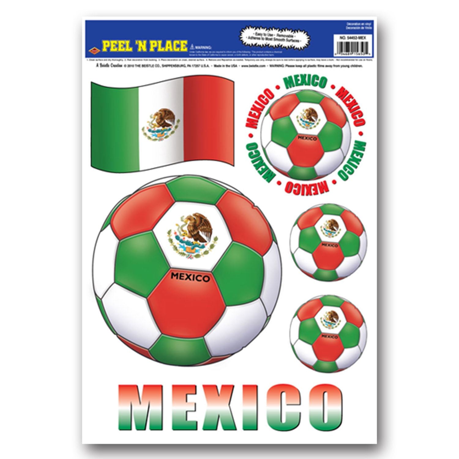 Beistle Mexico Soccer Peel 'N Place | Party Supply | Decoration