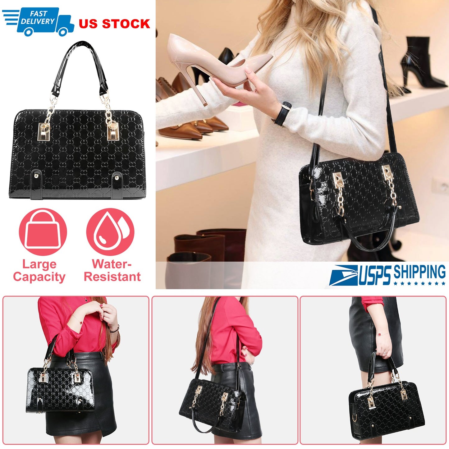 Women s Fashion Leather Handbag Lady Purses Tote Bags Shoulder Satchel