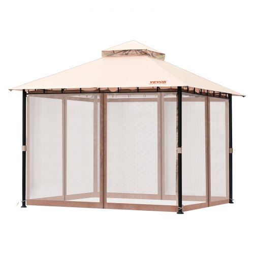 Patio Gazebo for 6-8 Person 10 x 10 FT Backyard Gazebo with Mosquito Netting