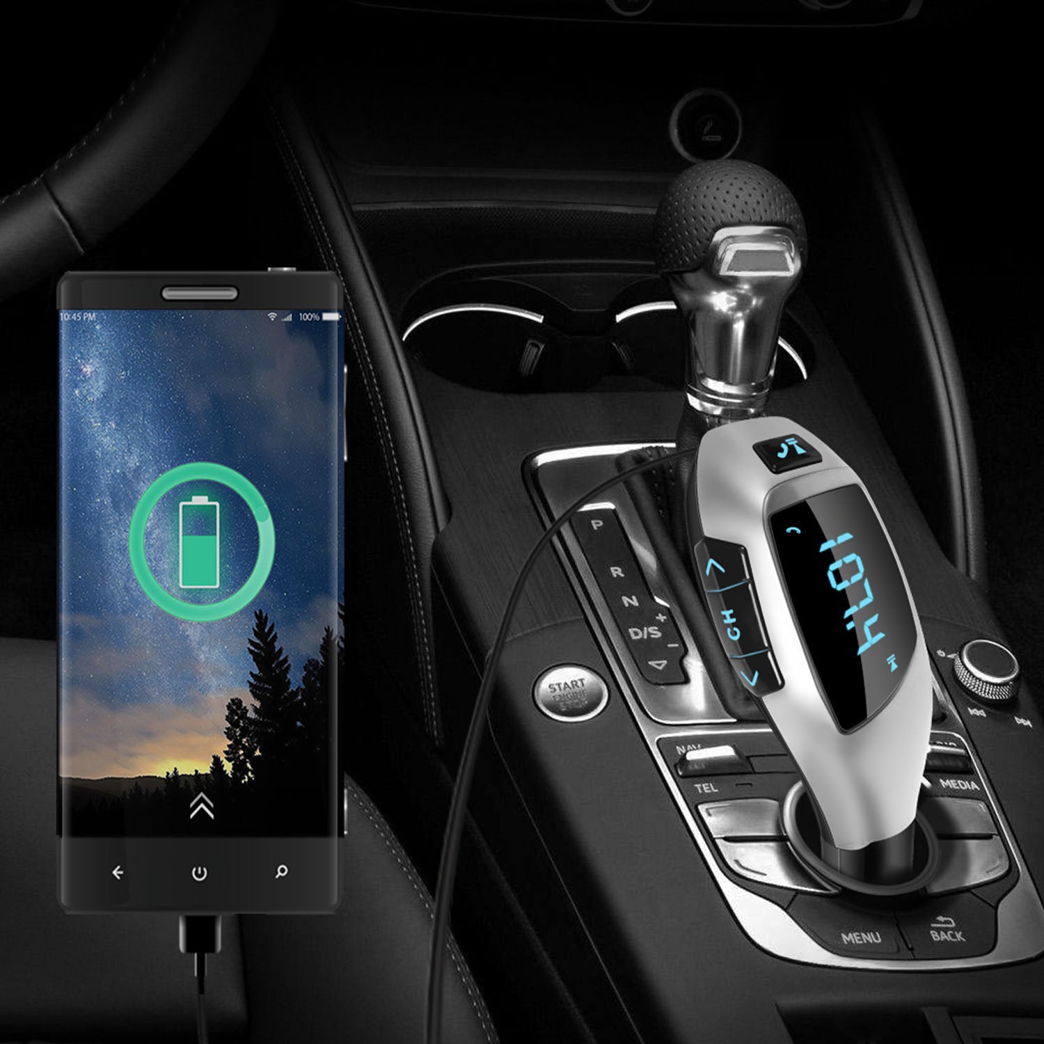 Car FM Wireless Transmitter USB Charge Hands-free Call MP3 Player Supports U