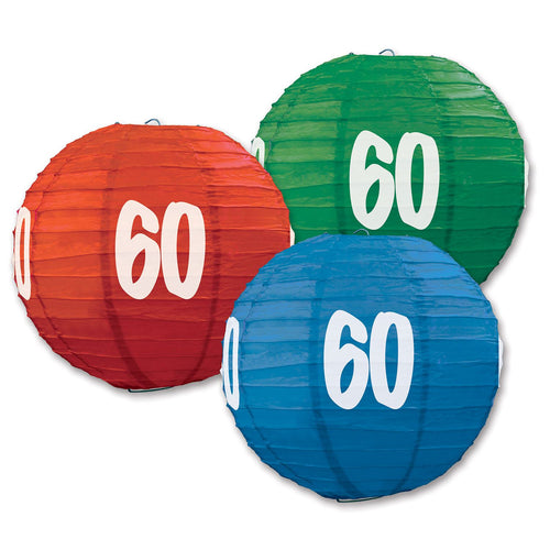 Beistle "60" Paper Lanterns - Birthday-Age Specific | Party Supply