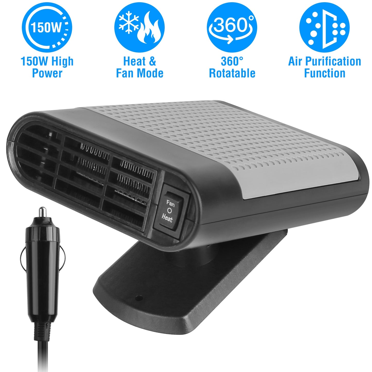 12V 150W Portable Car Heater Heating Fan 2 In 1 Defroster Defogger Demister