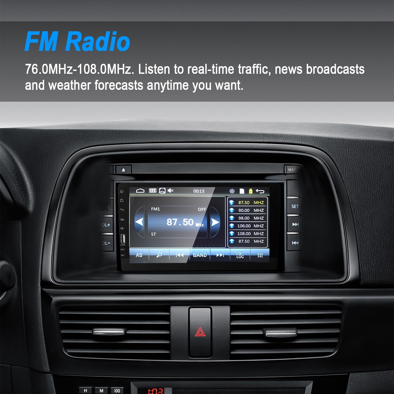 9in Car MP5 Stereo Player Touch Screen 1080P Wireless Car Radio FM USB AUX Back