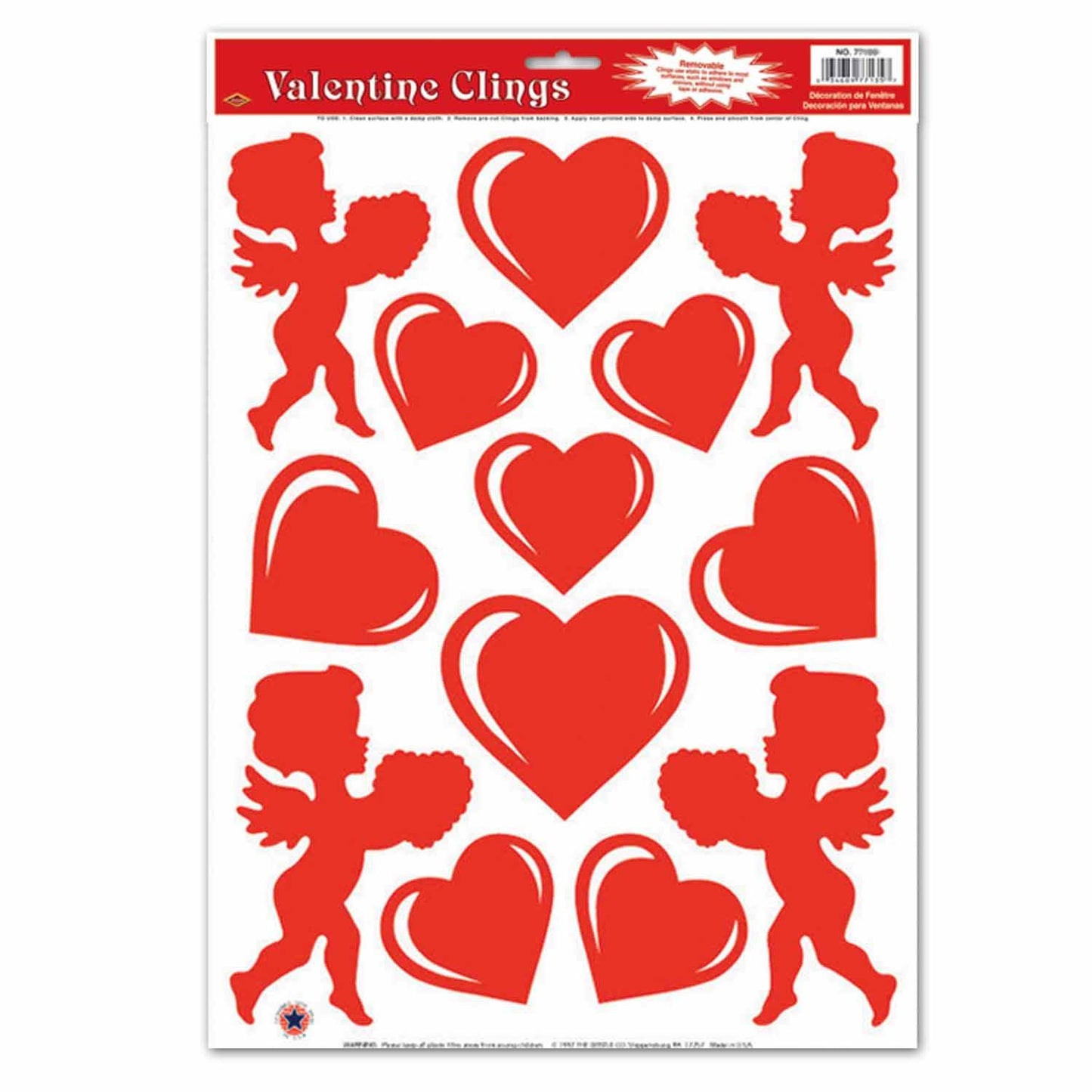Beistle Heart and Cupid Window Clings - Valentines | Party Supply | Decoration