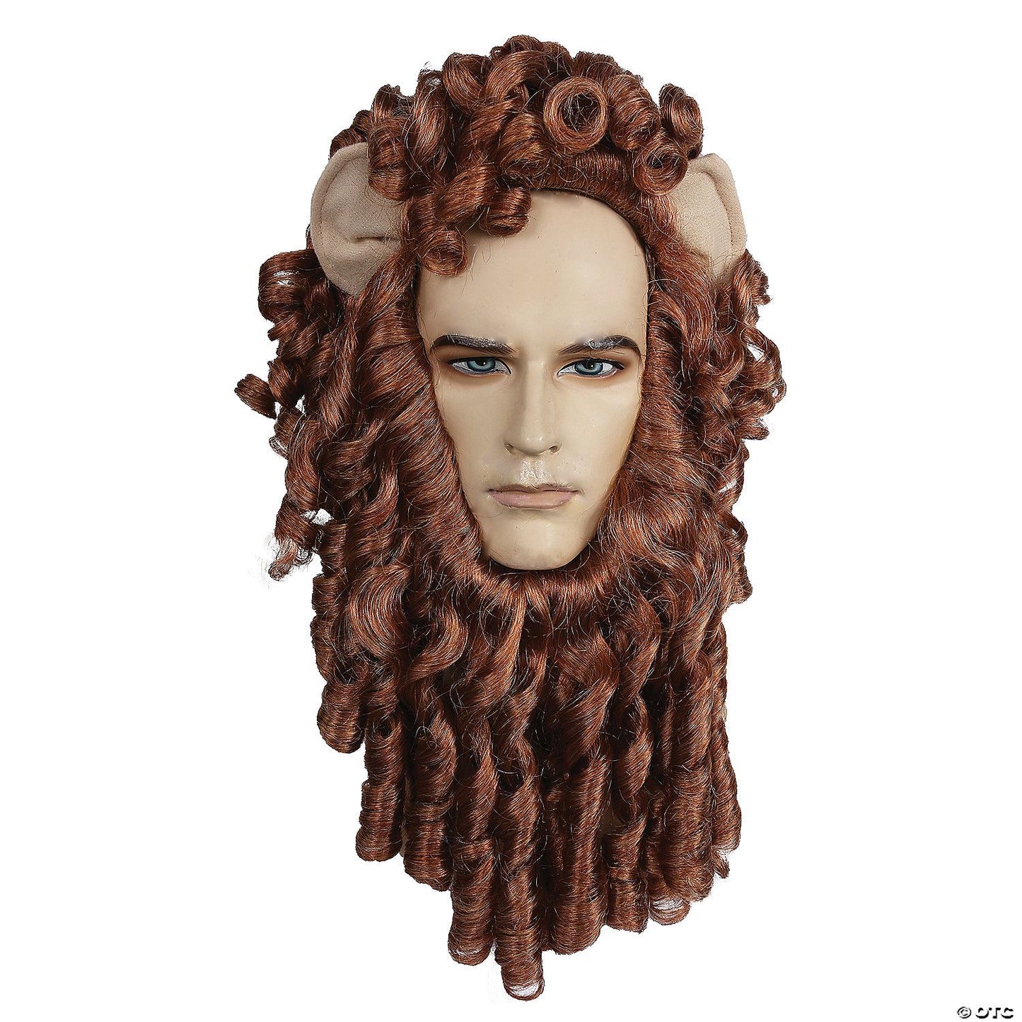 Mens Red Curly Lion Wig Set