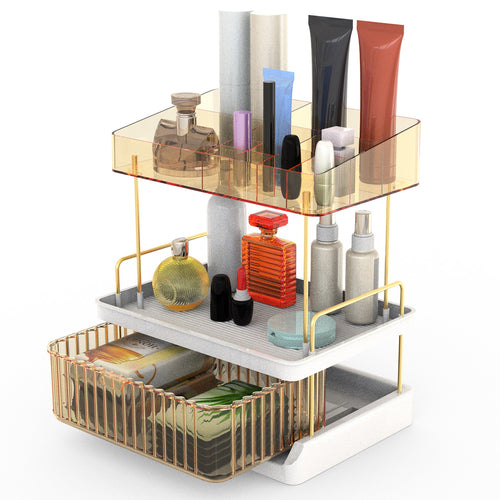 3 Tier Makeup Organizer for Vanity Large Capacity Skincare Shelf Bathroom