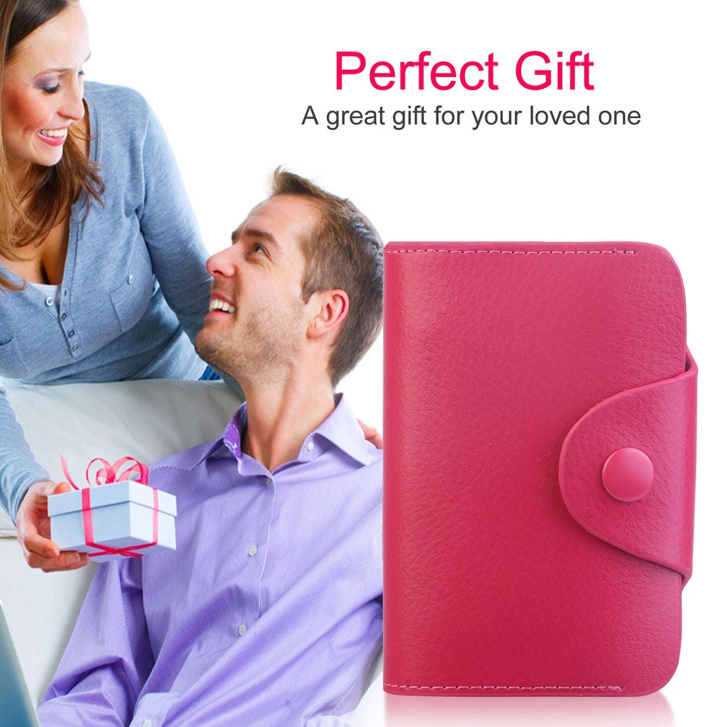 Credit Card Holder Wallet PU Leather Snap Closure Purse Accordion Case with 12