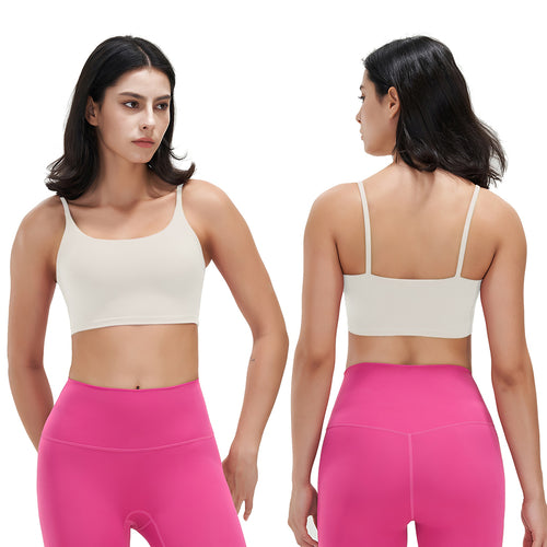 Women Strap Sport Bras Padded Strappy Crop Square Neck Low Impact Bras Sexy