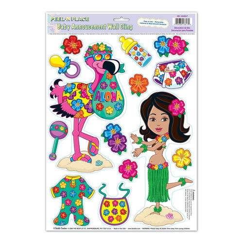 Beistle Hula Baby Peel 'N Place - Party Supply Decoration for Baby Shower