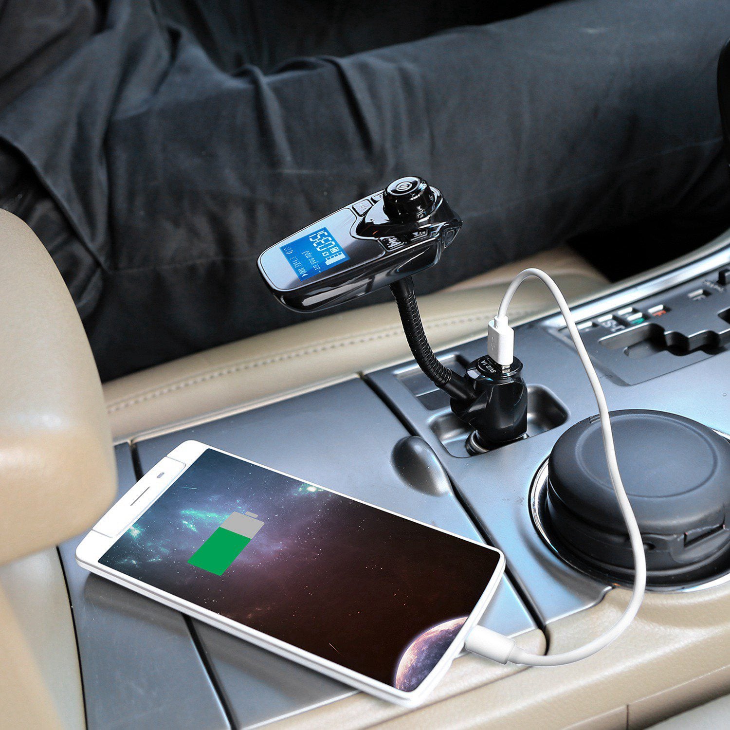iMounTek Car Wireless FM Transmitter Fast USB Charge Hands-free Call Car MP3