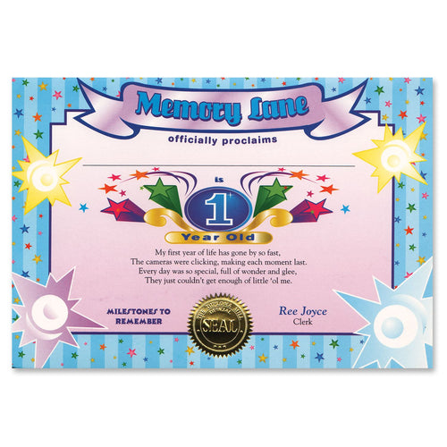 Beistle 1 Year Old (Boy) Certificate - 1st Birthday | Party Supply