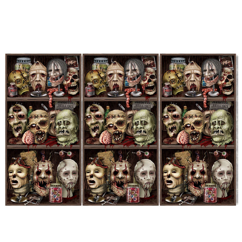 Beistle Scary Heads Backdrop - Halloween | Party Supply | Decoration