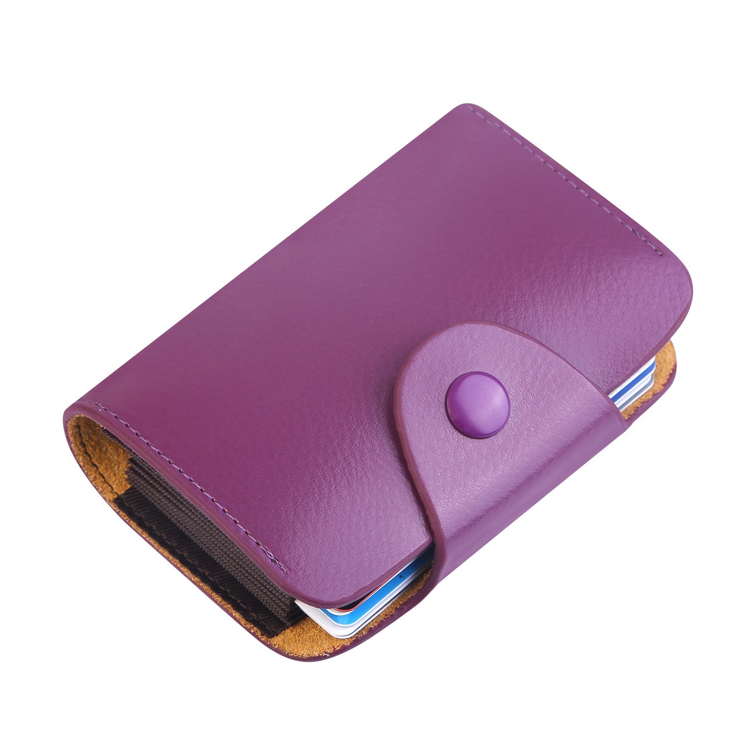 Credit Card Holder Wallet PU Leather Snap Closure Purse Accordion Case with 12